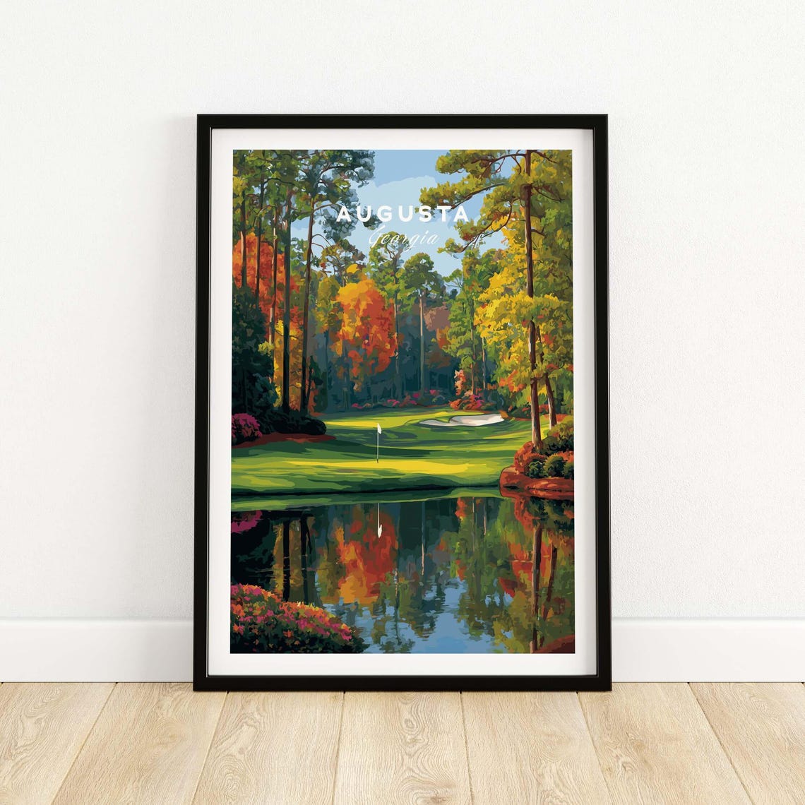 Augusta Georgia Golf Course Pond Reflection Azalea Pine Poster