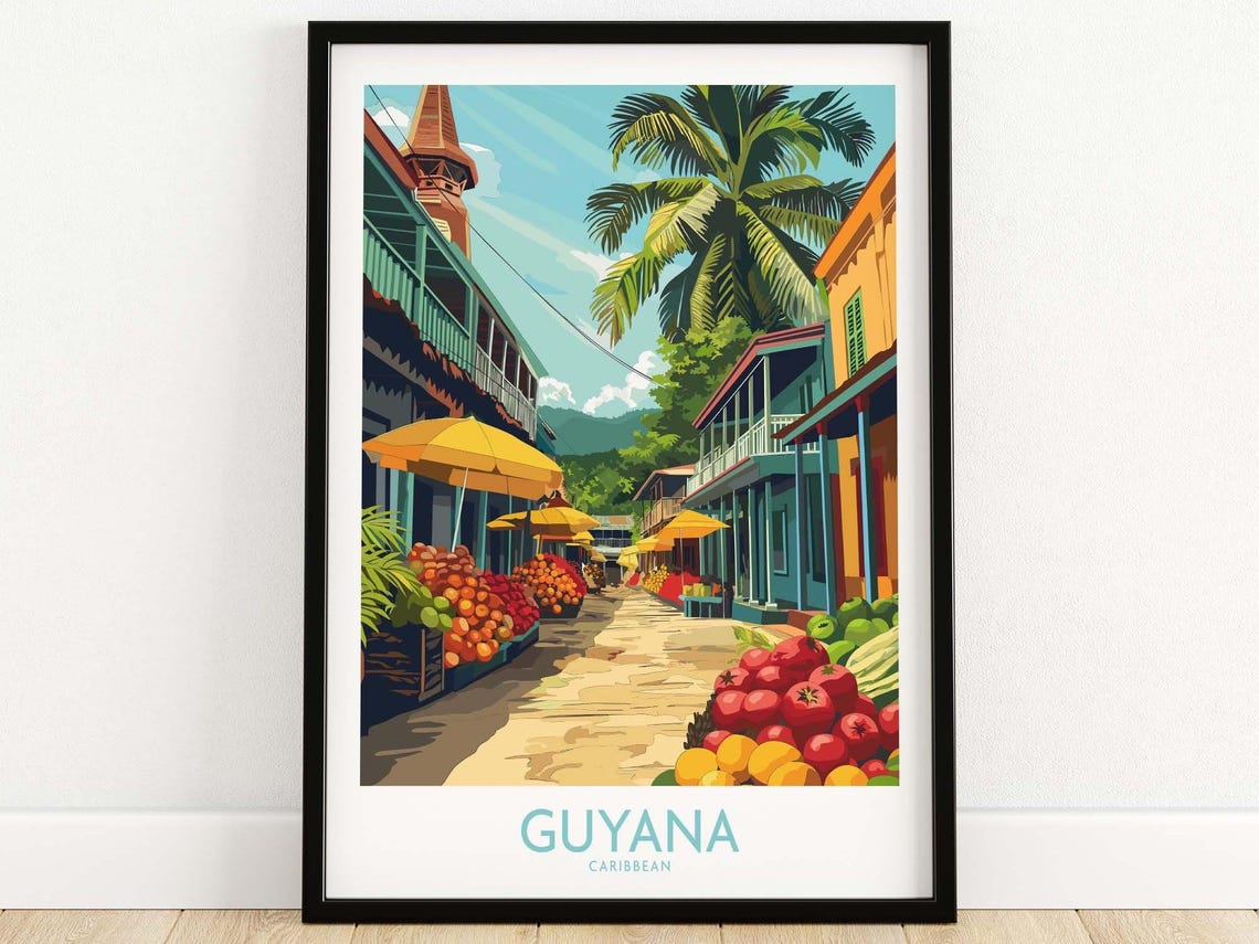 Caribbean Guyana Poster Stunning Wall Art Souvenir From The Tropics