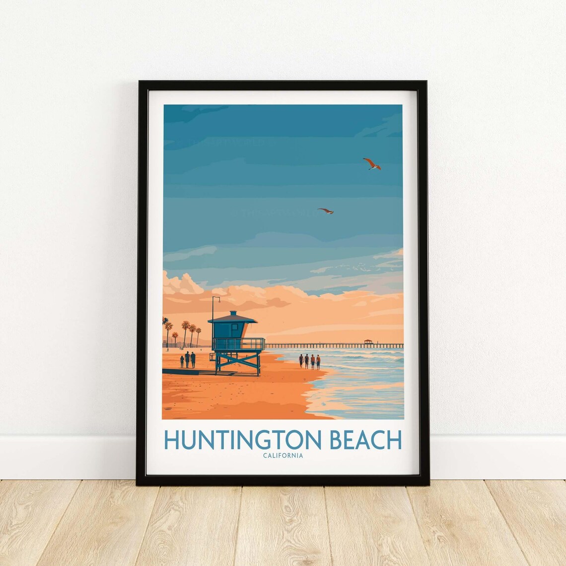 Huntington Beach California Lifeguard Tower Sunset Shore Poster