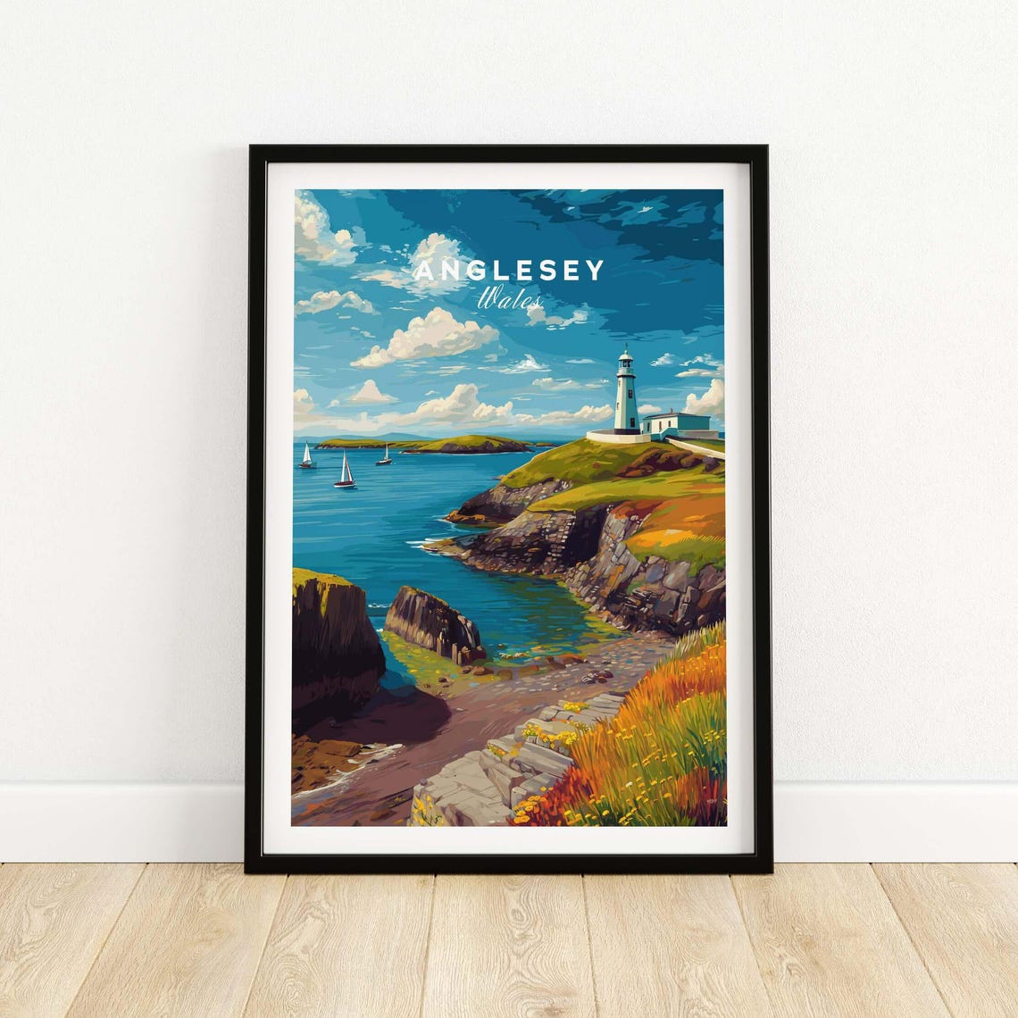 Anglesey Wales Travel Poster Wall Decor Print Art Illustration Gift