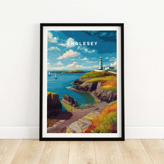 Anglesey Wales Travel Poster Wall Decor Print Art Illustration Gift