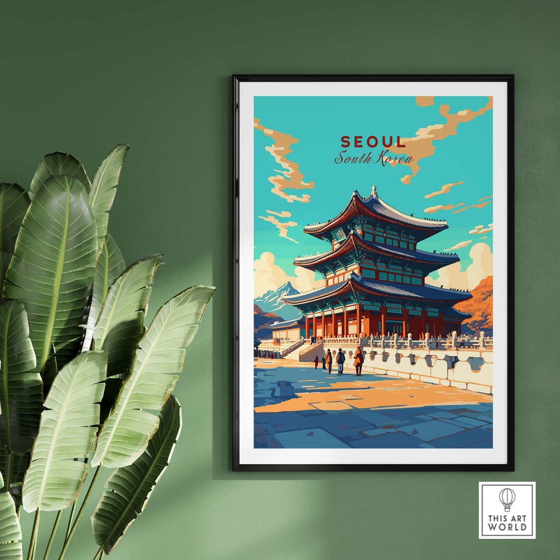 Seoul South Korea Traditional Palace Hall Vintage Travel Poster - Image 2