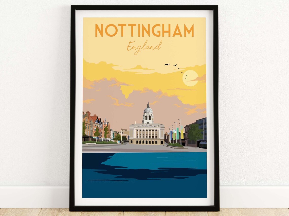 Nottingham England Travel Poster, East Midlands Art Print
