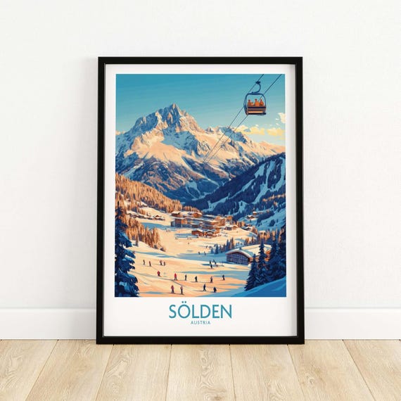 Slden Ski Wall Art Poster Travel Print Resort Winter Sports Artwork Adventure Home Decor Gift Lovers