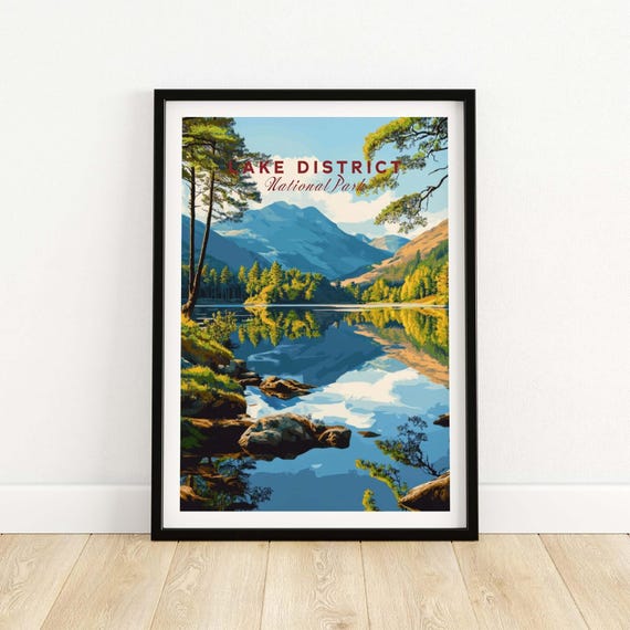 Lake District Travel Poster, Home Decor Artwork