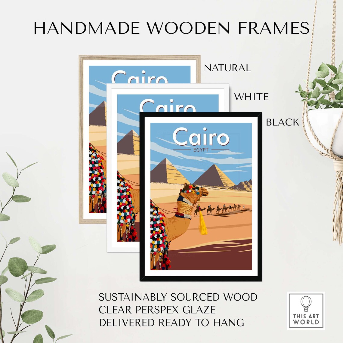 Cairo Travel Poster, Pyramids of Giza Art Print - Image 2
