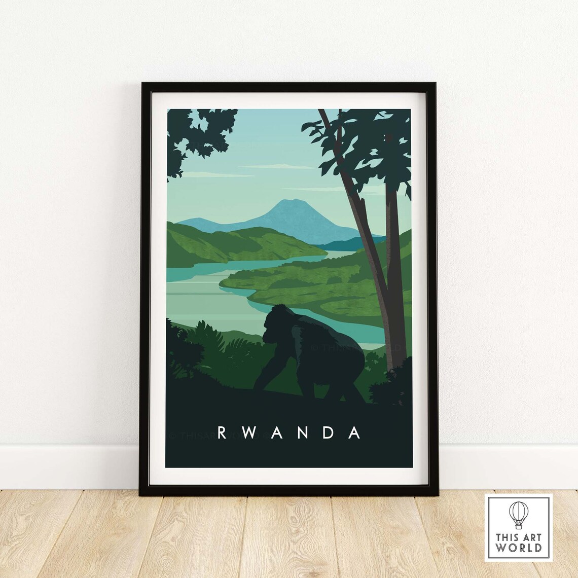 Rwanda Gorilla Safari Minimalist Travel Poster