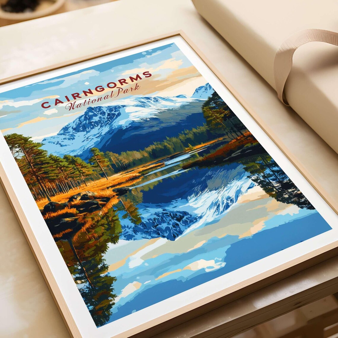 Cairngorms National Park Snowy Mountain Lake Vintage Travel Poster - Image 3