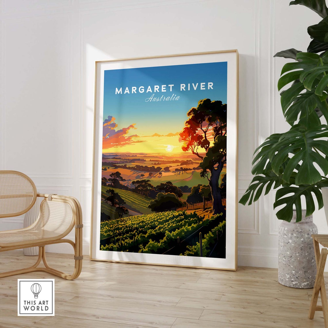 Margaret River Australia Vineyard Sunset Rolling Hills Poster - Image 3