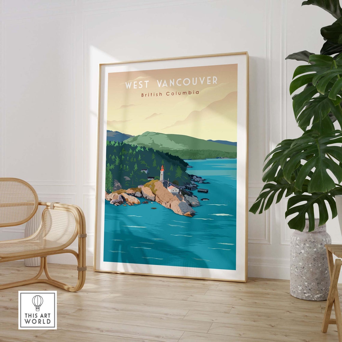 West Vancouver British Columbia Lighthouse Coastline Travel Poster - Image 3