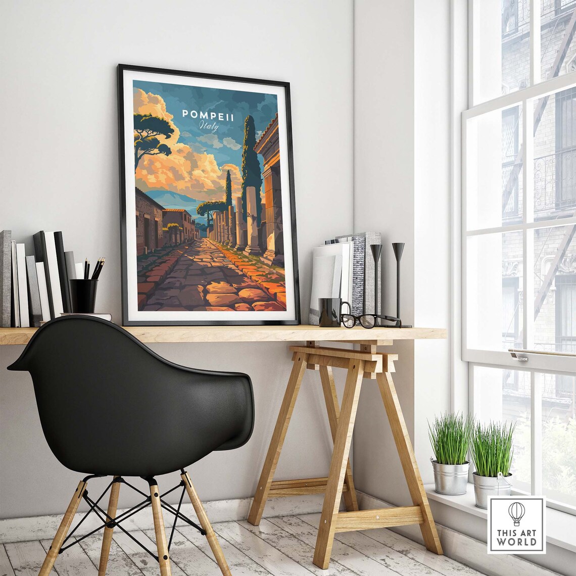 Pompeii Italy Ancient Roman Street Columns Sunset Travel Poster - Image 4