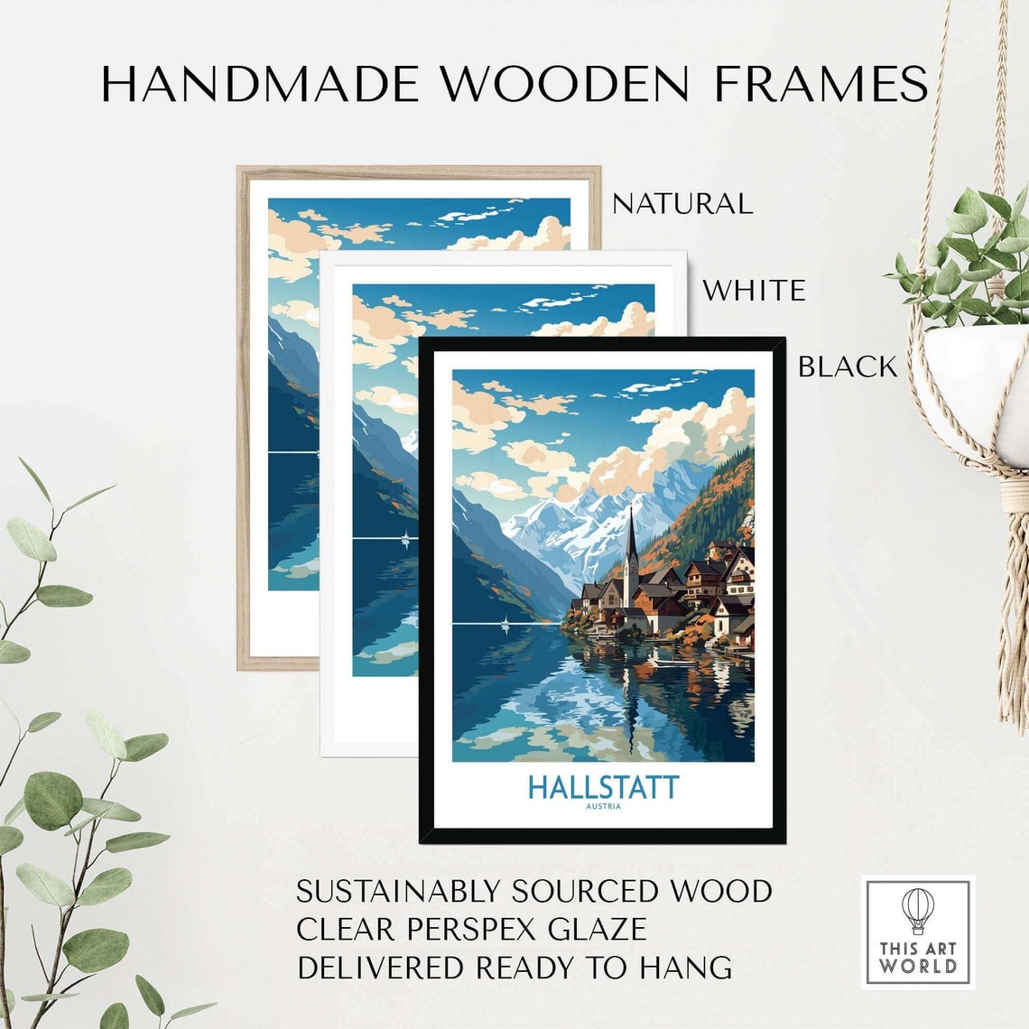 Hallstatt Austria Lakeside Village Alpine Reflection Travel Poster - Image 4