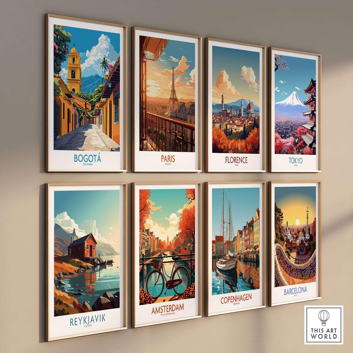 Bogotá Colombia Colorful Colonial Street Church Tower Travel Poster - Image 3