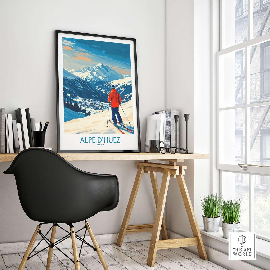 Ski Wall Art, Alpe Dhuez Ski Lodge Poster - Image 4