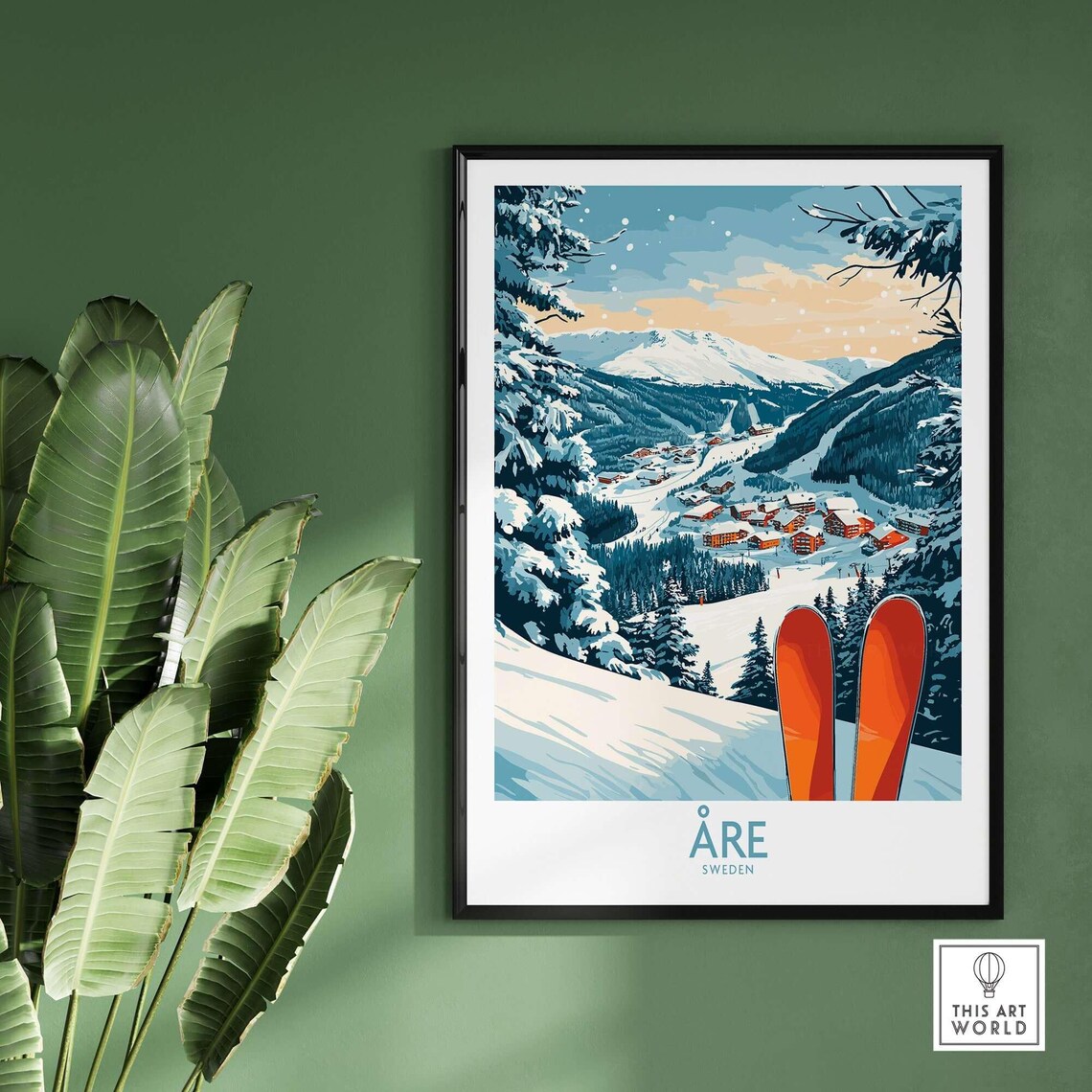 Re Sweden Ski Poster, Ski Lodge Winter Sports - Image 2