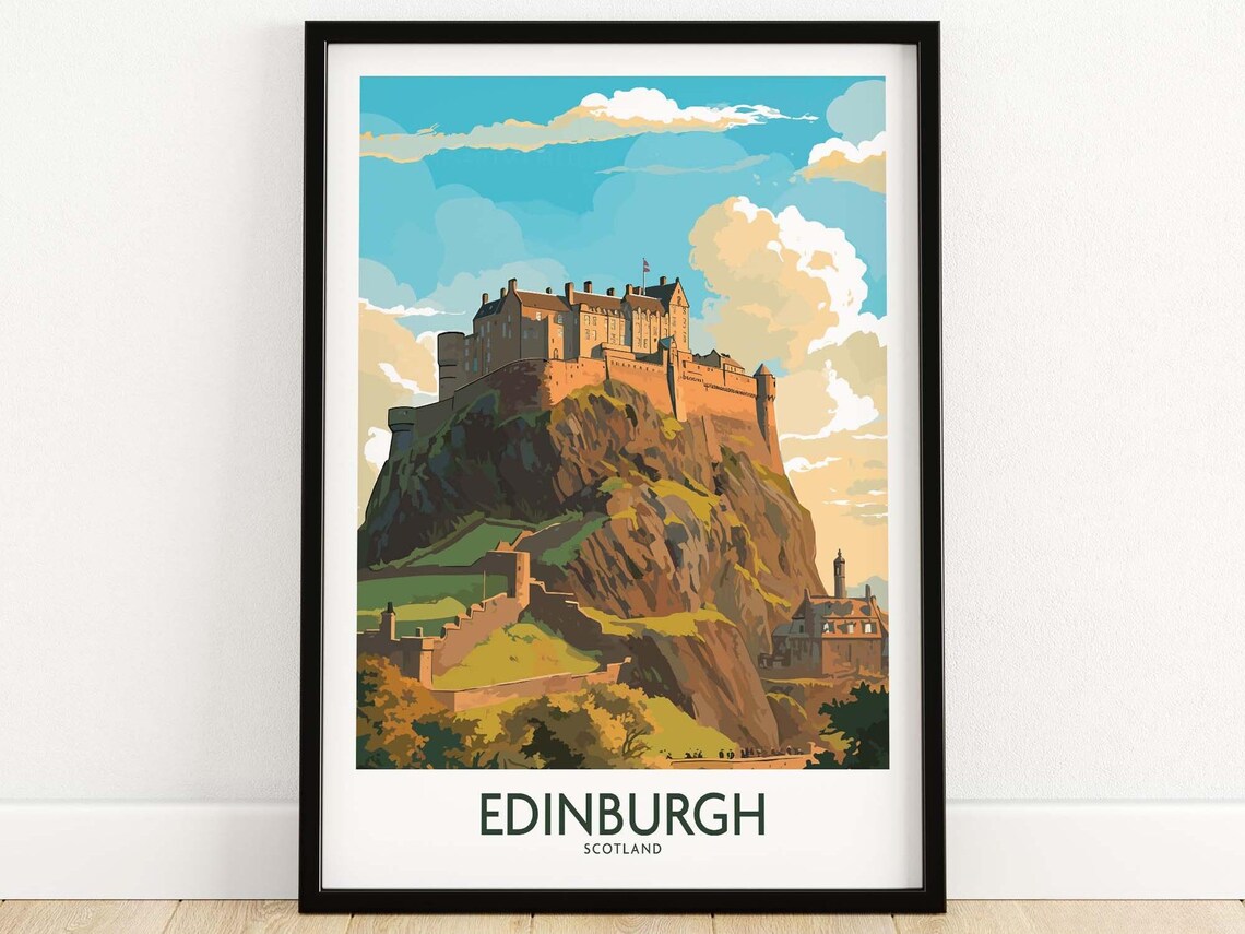Edinburgh Travel Poster, Home Decor Illustration
