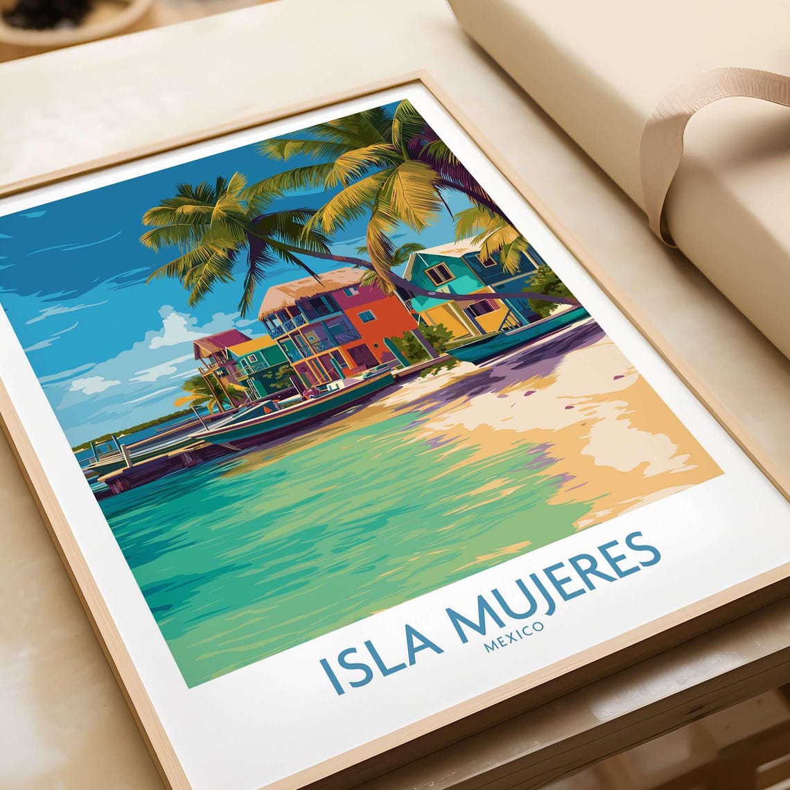 Isla Mujeres Mexico Tropical Colorful Seaside Beach Village Poster