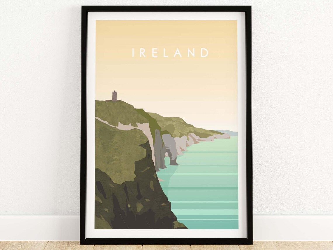 Cliffs Of Moher Ireland Travel Poster, Wall Art Print