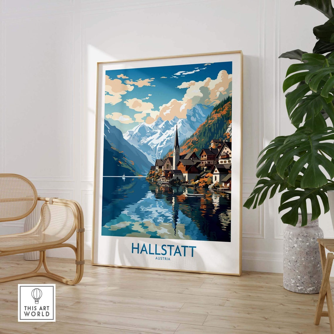 Hallstatt Austria Lakeside Village Alpine Reflection Travel Poster - Image 2