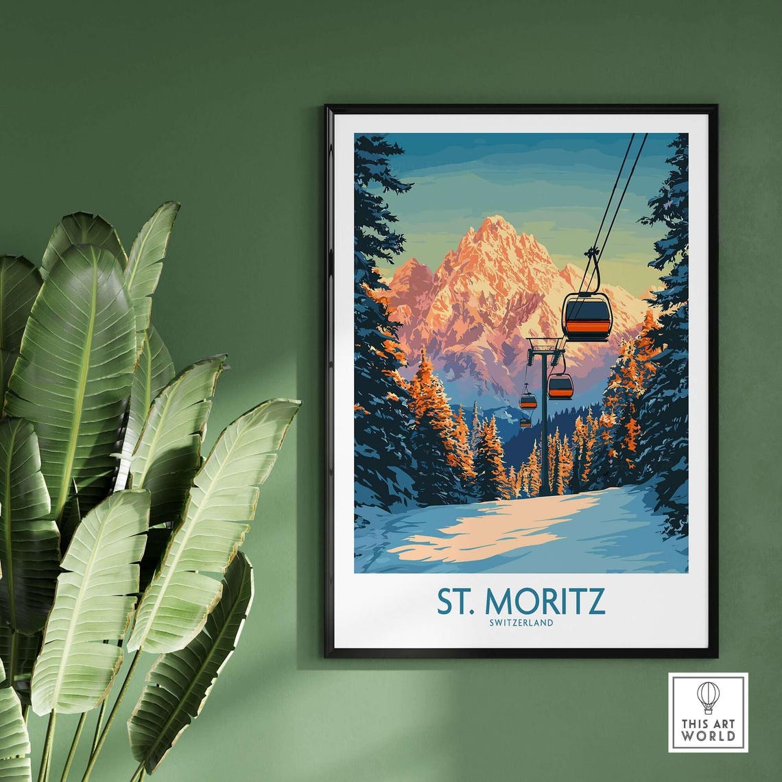 St Moritz Ski Travel Poster, Winter Sports Artwork - Image 2