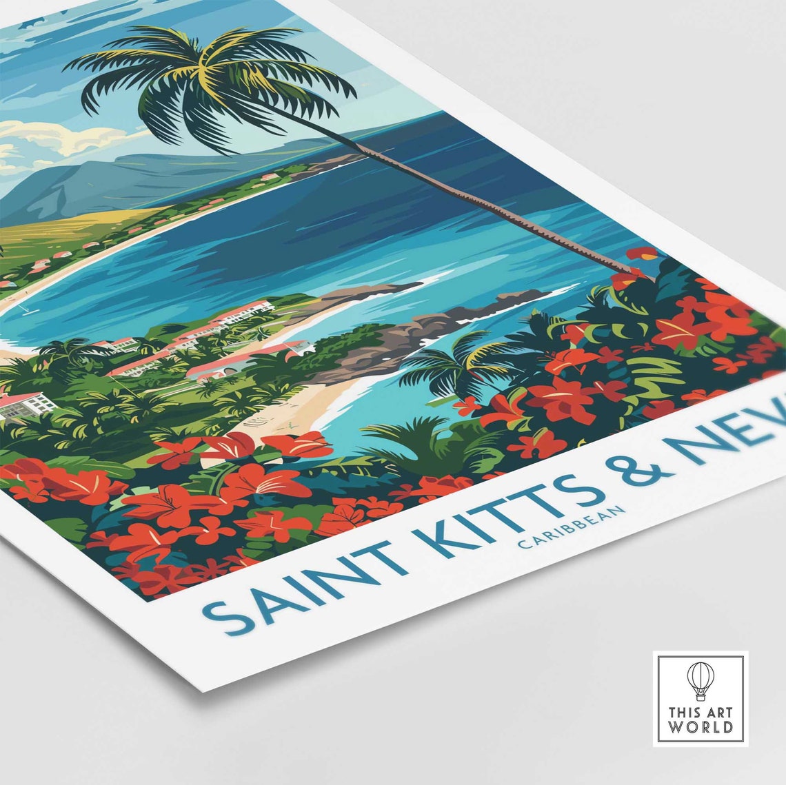 Saint Kitts And Nevis Caribbean Tropical Beach Palm Trees Poster - Image 4