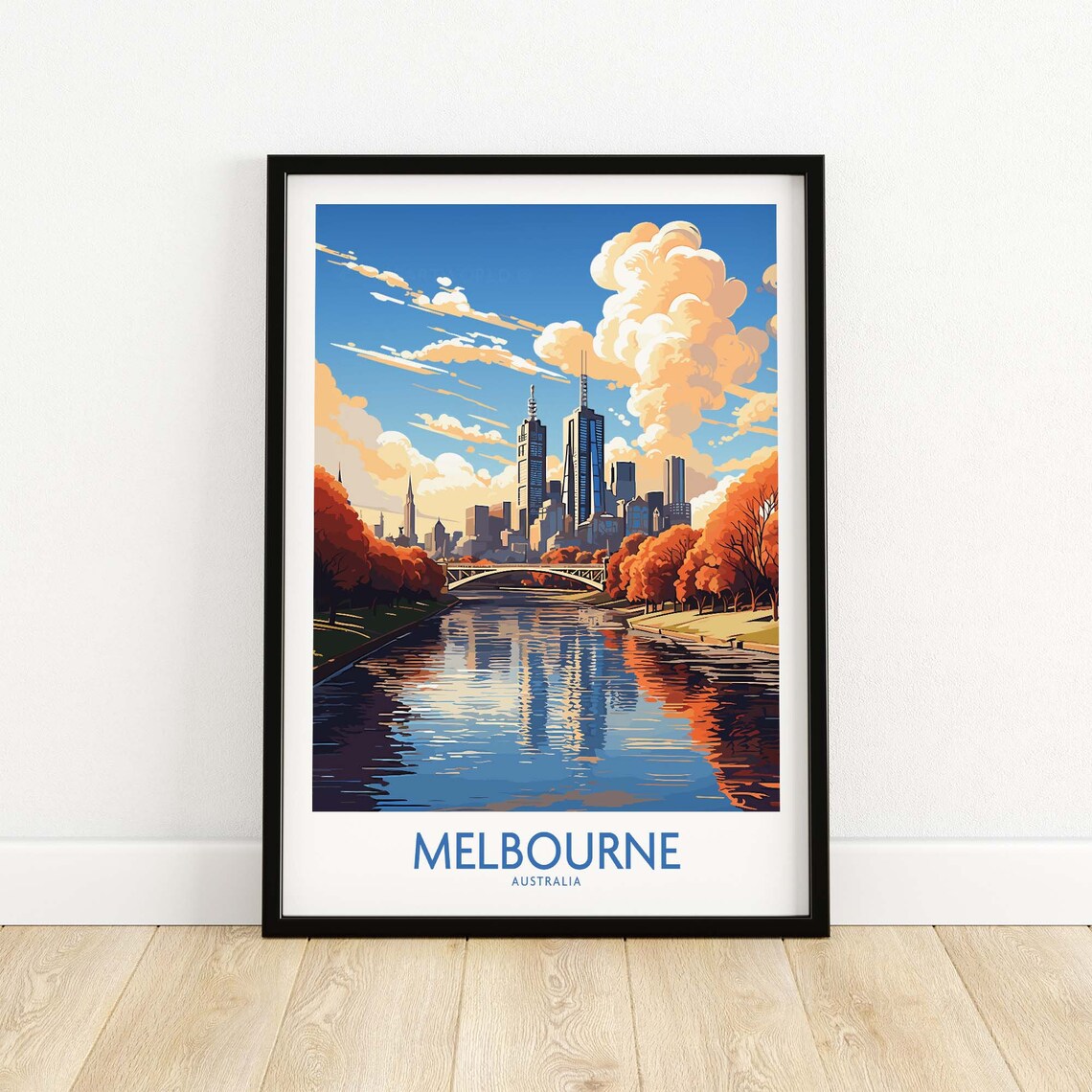 Melbourne Australia Travel Poster, Home Decor Artwork