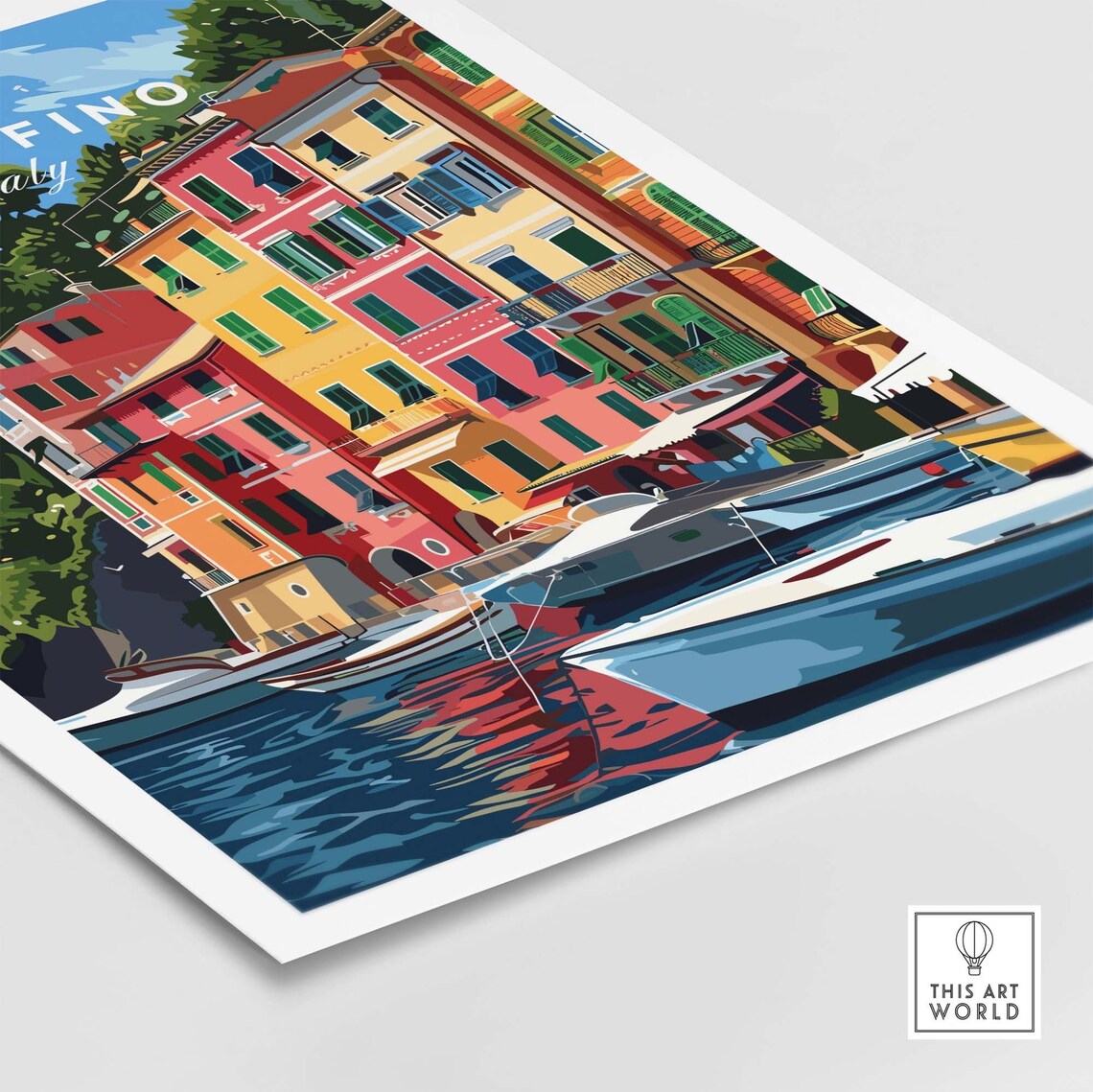 Portofino Italy Colorful Harbor Houses Marina Fishing Boats Poster - Image 4