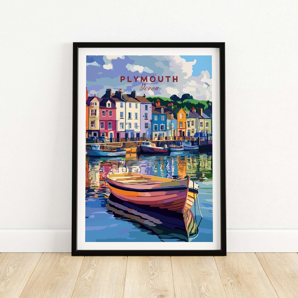 Plymouth Harbour Travel Poster, Devon Office Decor