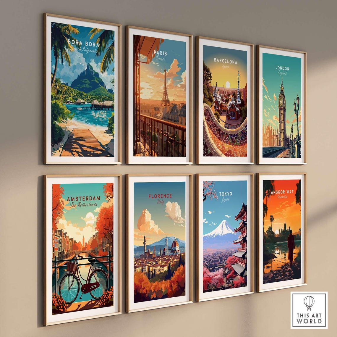 Bora Bora French Polynesia Lagoon Bungalows Palm Travel Poster - Image 3
