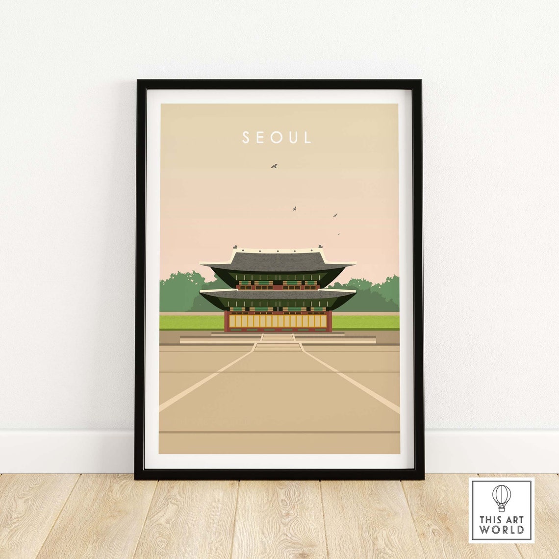 Seoul South Korea Traditional Royal Palace Courtyard Travel Poster