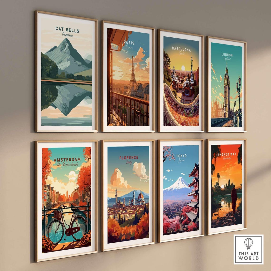Cat Bells Cumbria Mountain Lake Reflection Minimal Travel Poster - Image 3