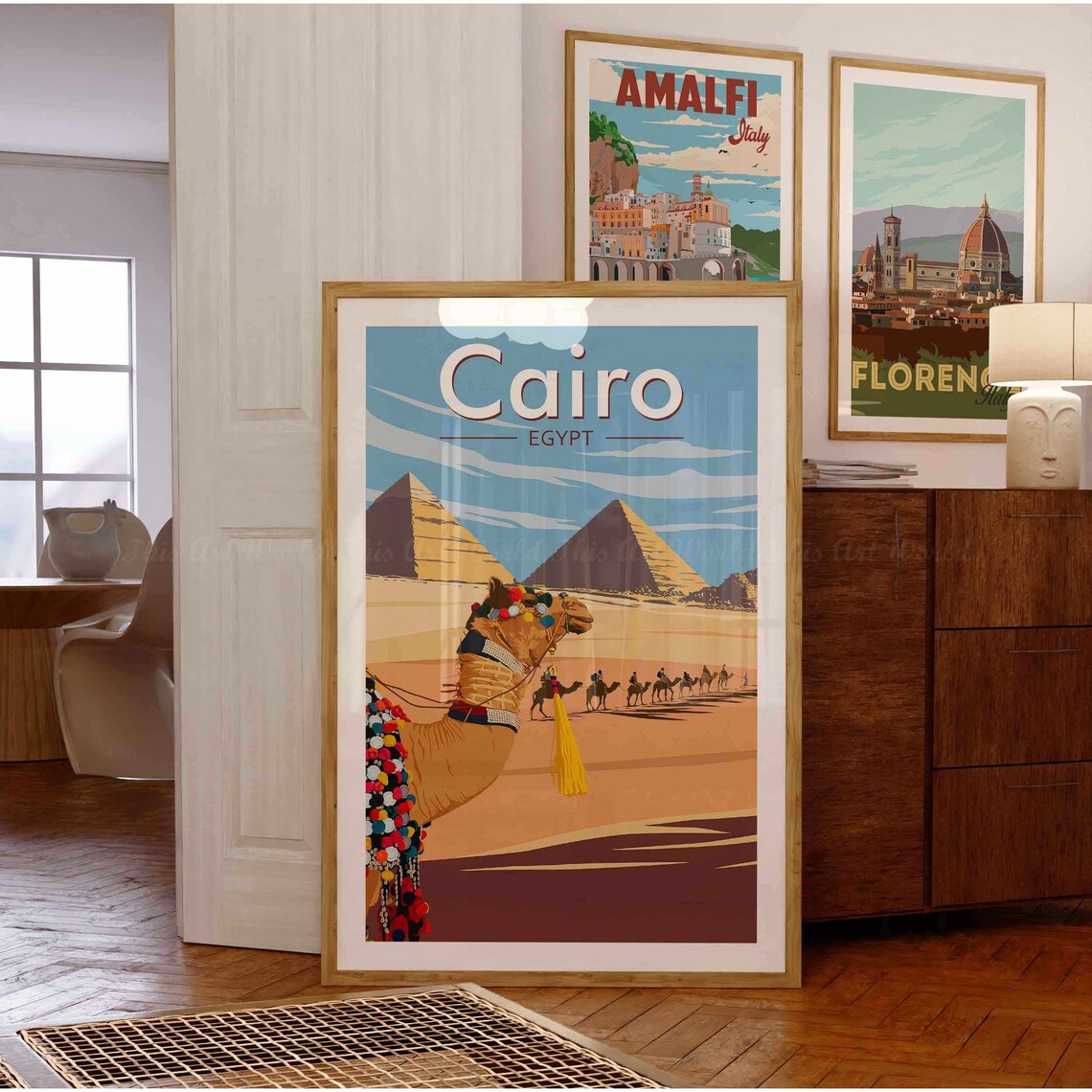 Cairo Travel Poster, Pyramids of Giza Art Print - Image 3
