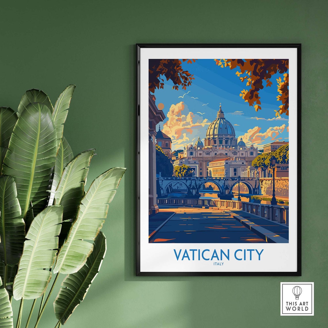 Vatican City Italy St Peters Basilica Bridge Sunset Scenic Poster - Image 2