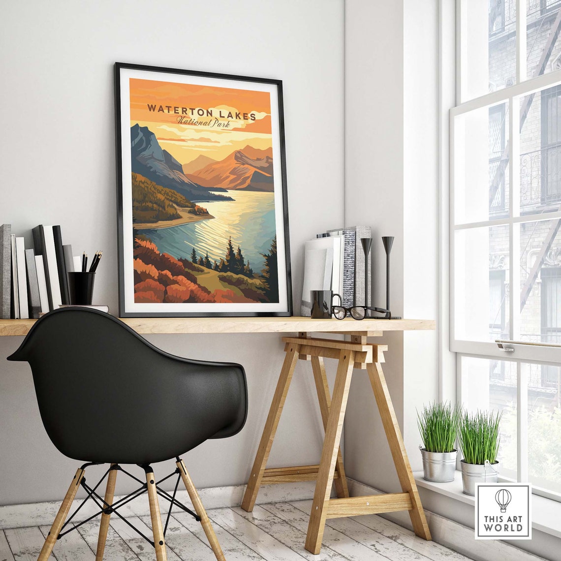 Waterton Lakes National Park Canada Lake Sunset Peaks Poster - Image 4