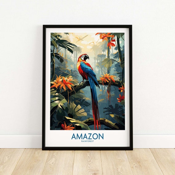 The Amazon Rainforest Wall Art Print Travel Poster Home Decor Artwork Gift Illustration For New Lover