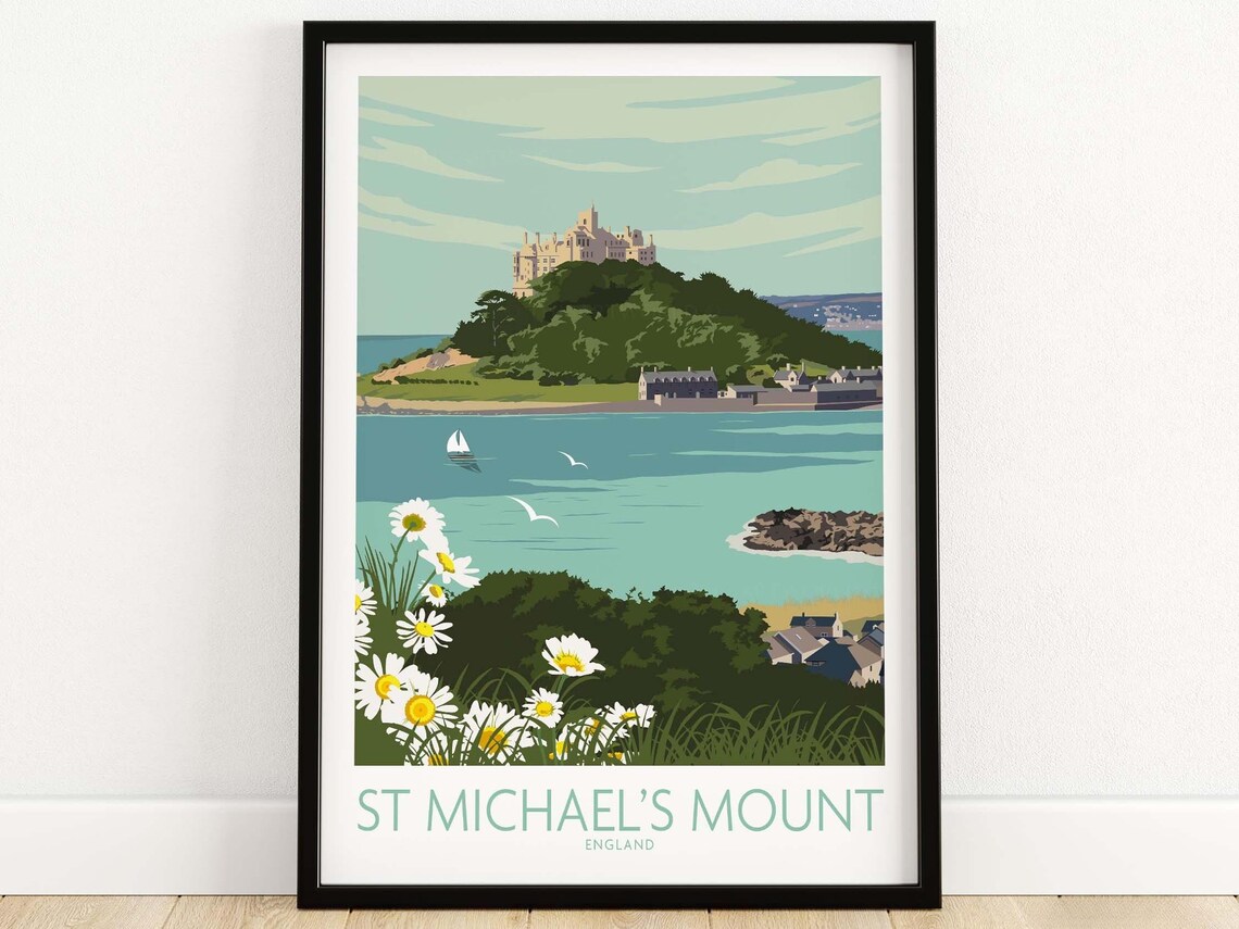 Cornwall Travel Poster, St Michaels Mount Art Print