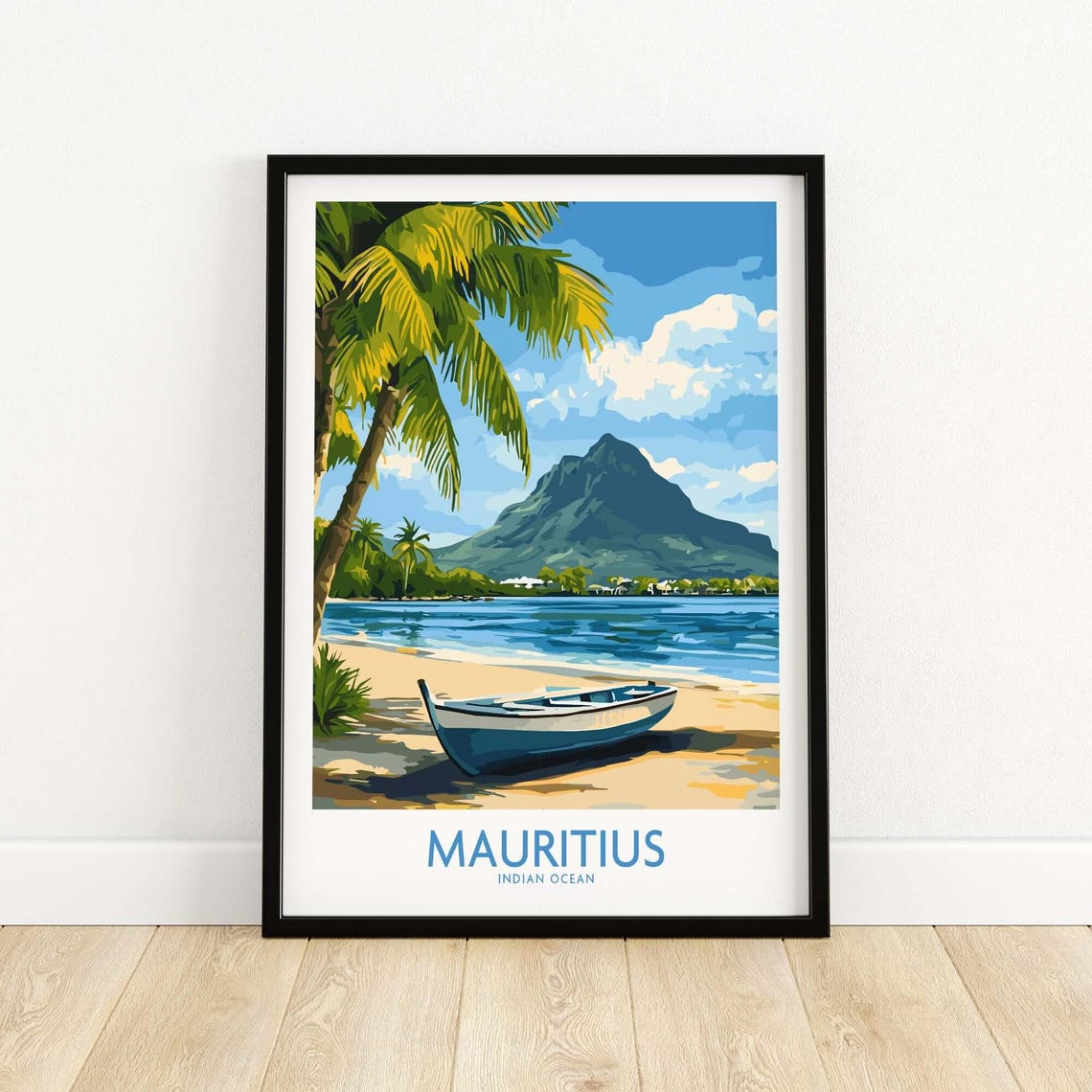 Mauritius Beach Travel Poster, Tropical Island Seashore - Image 5