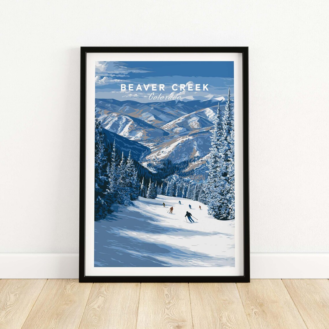 Beaver Creek Colorado Daytime Skiers Snowy Slope Scene Poster