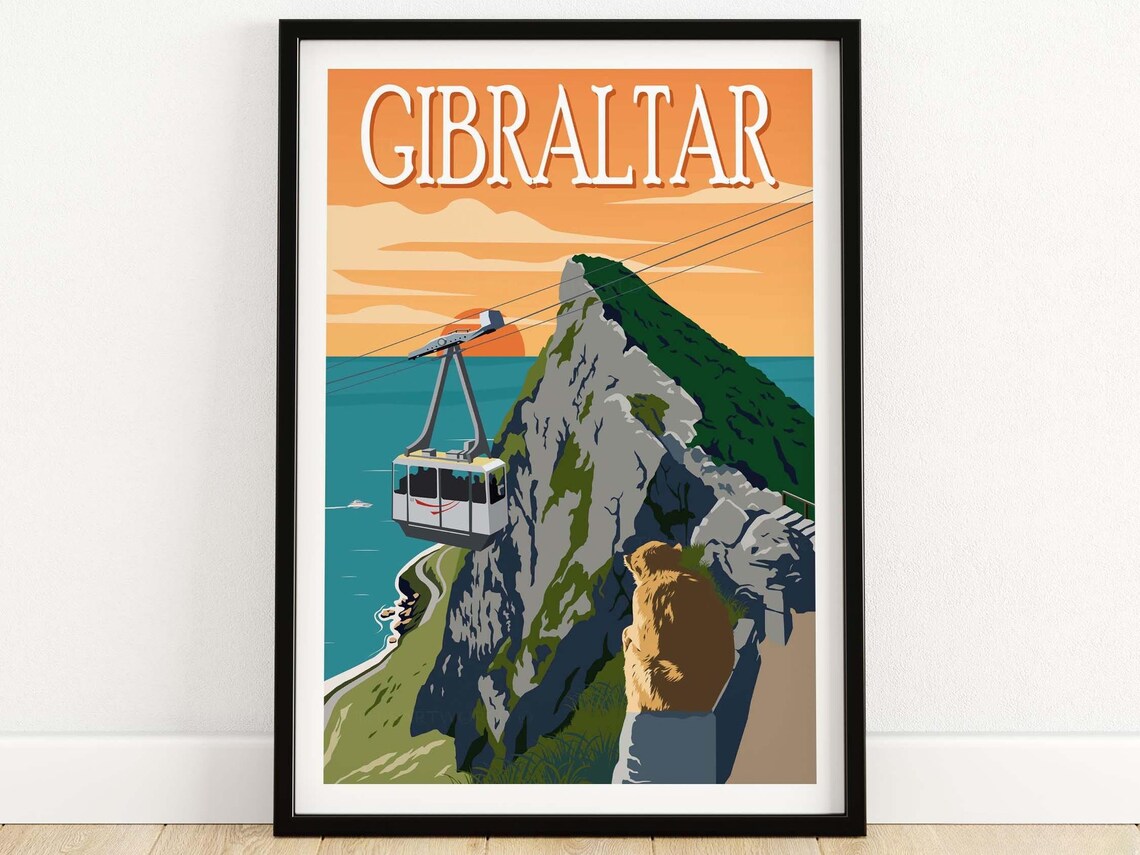 Gibraltar Vintage Travel Poster, Rock Of Art Print