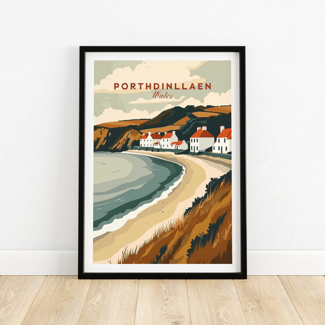 Porthdinllaen Wales Coastal Fishing Village Sandy Bay Poster
