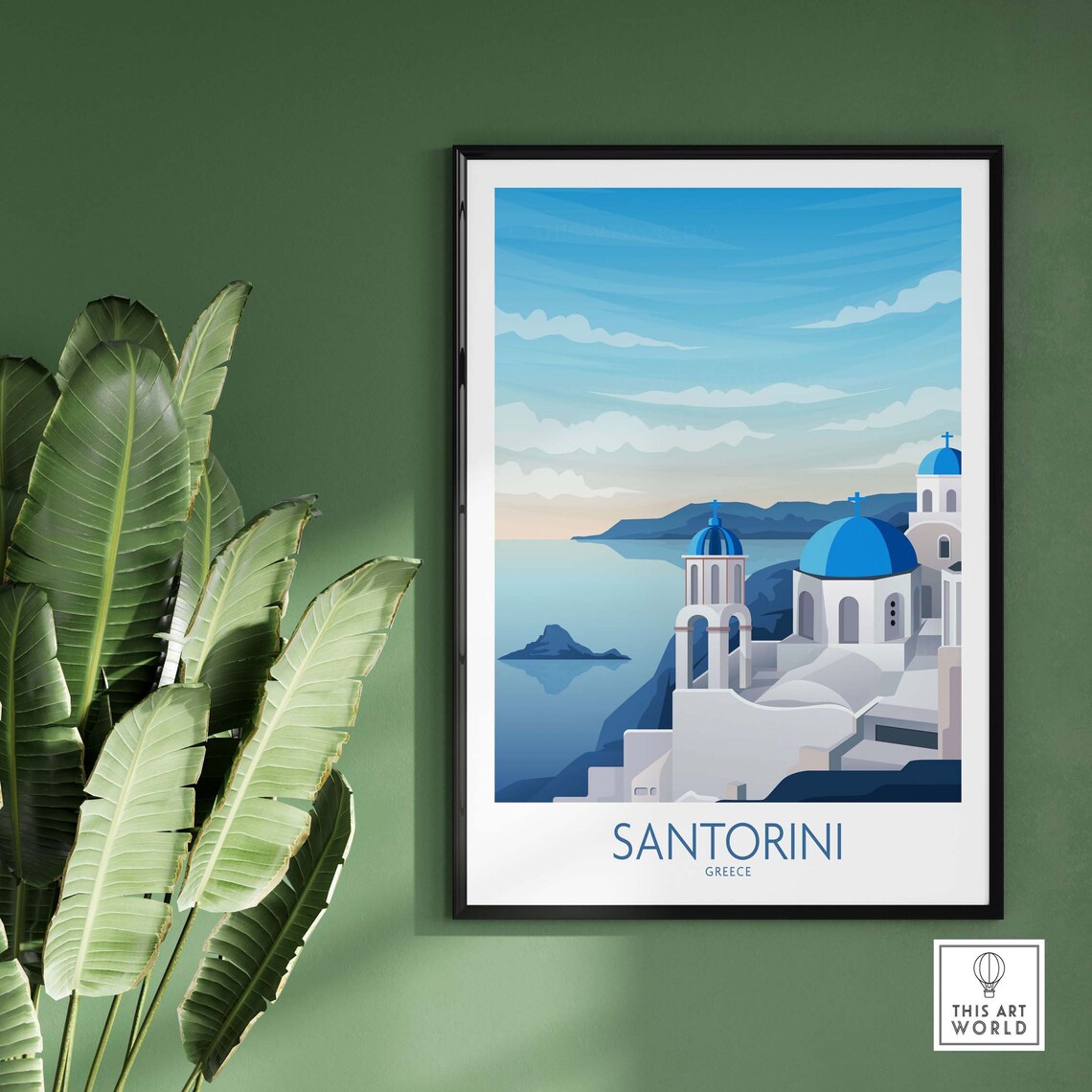 Santorini Travel Poster, Greece Island Wall Art - Image 2