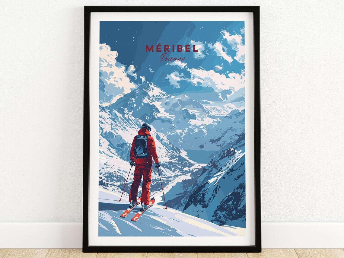 Meribel Ski Resort Poster, Adventure Travel Print
