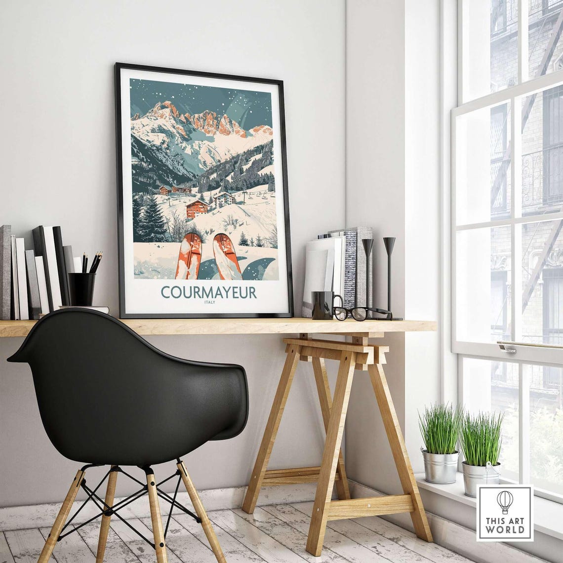 Courmayeur Ski Resort, Italy Winter Sports Poster - Image 4