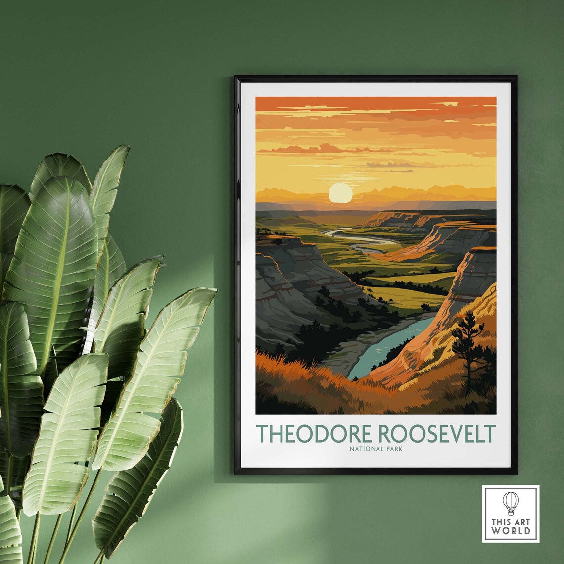 Theodore Roosevelt National Park Golden Badlands Evening Poster - Image 2