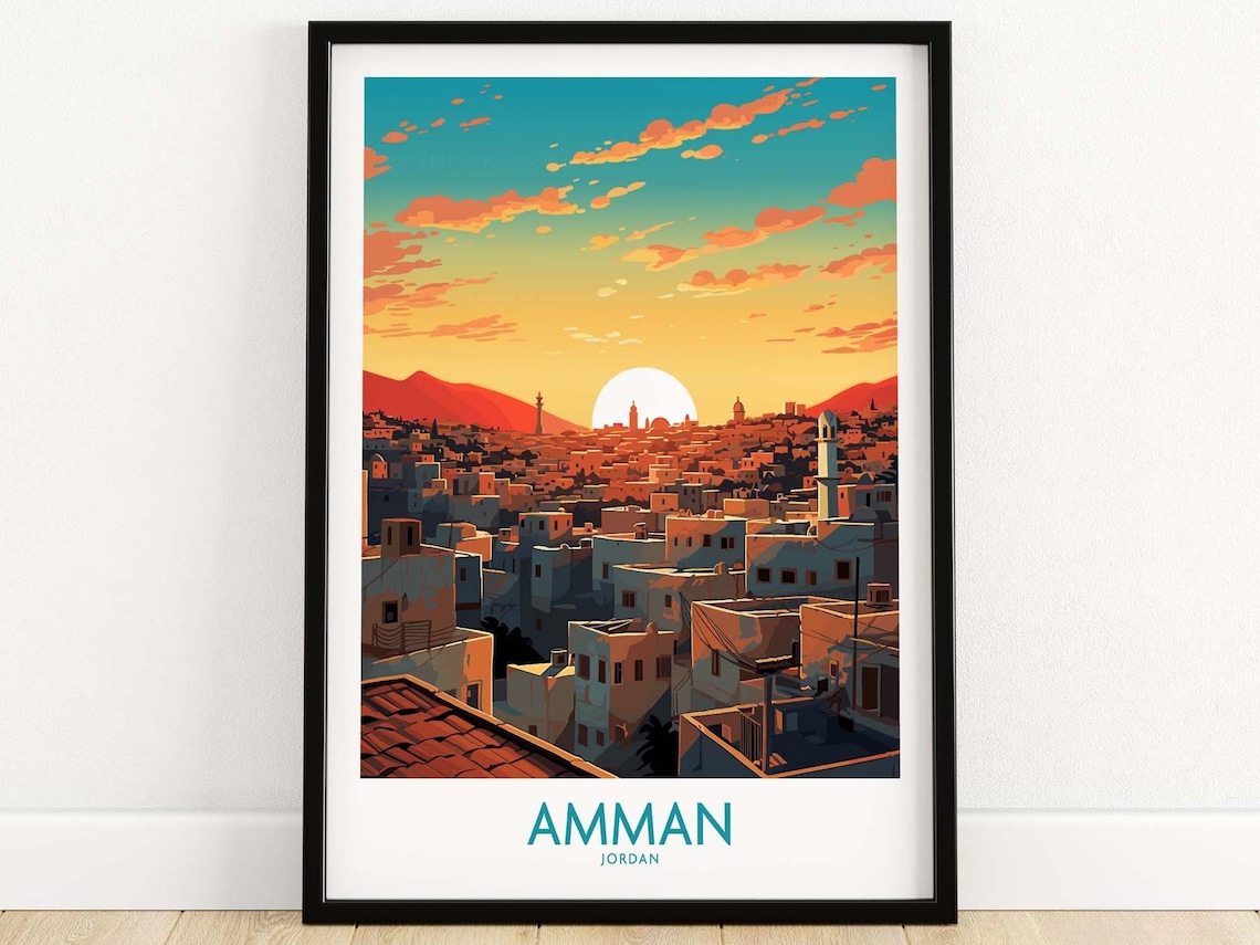 Amman Print Jordan Travel Poster, Home Decor