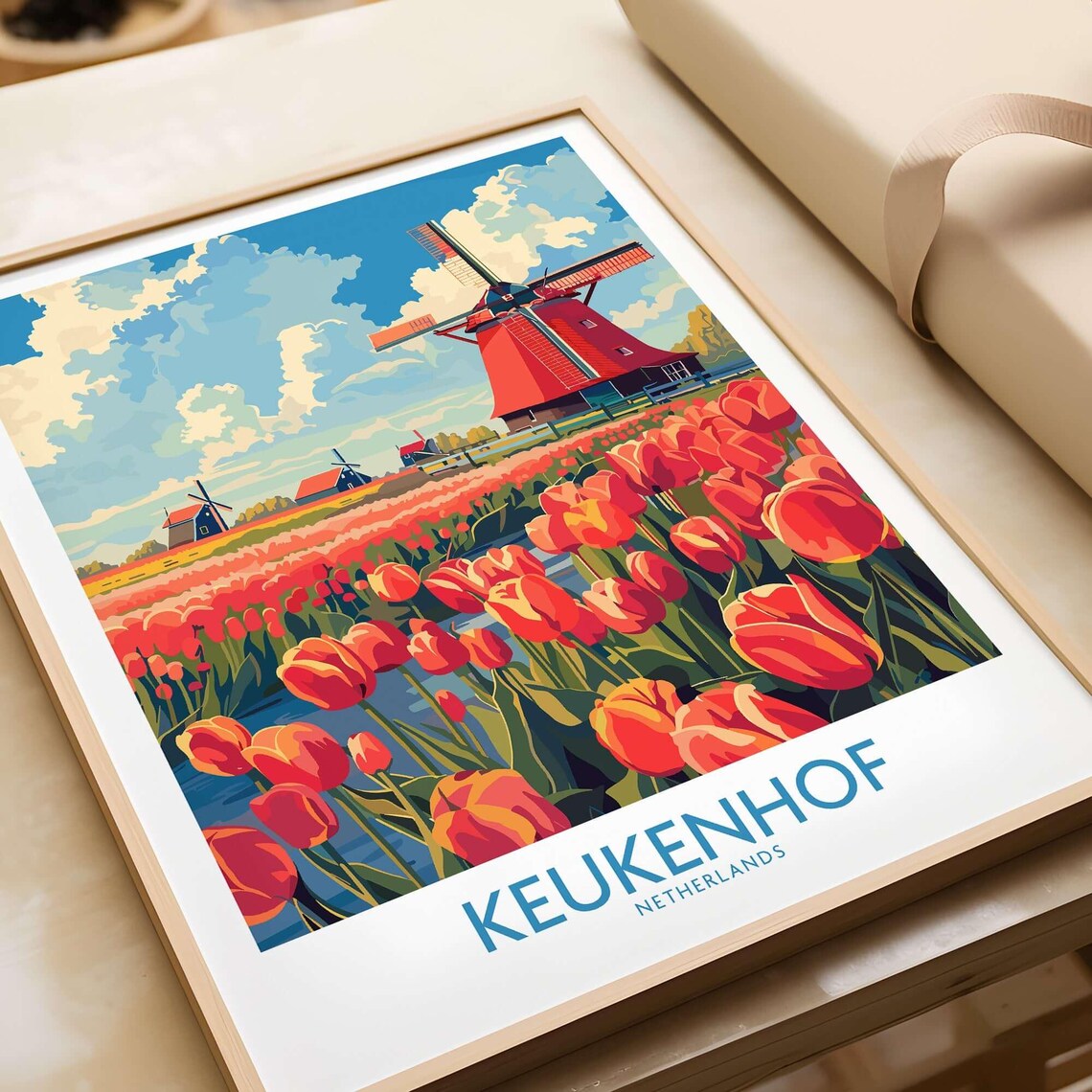Keukenhof Travel Poster, Tulips Netherlands Gift