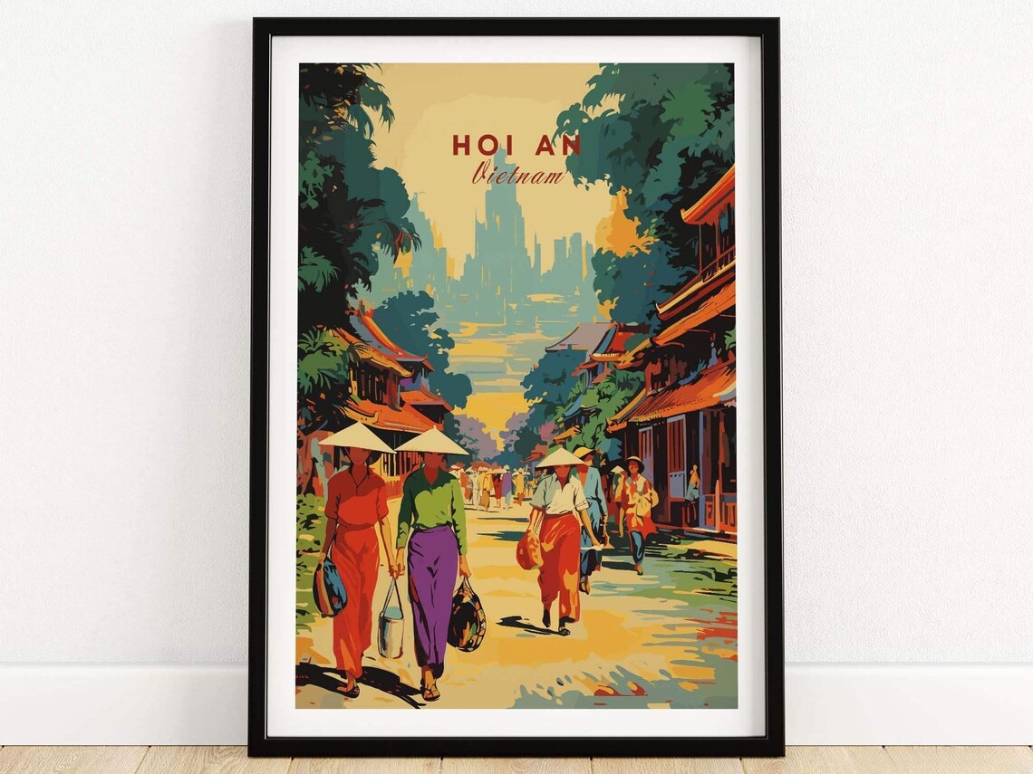 Hoi An Vietnam Old Town Street Market Lantern Day Travel Poster