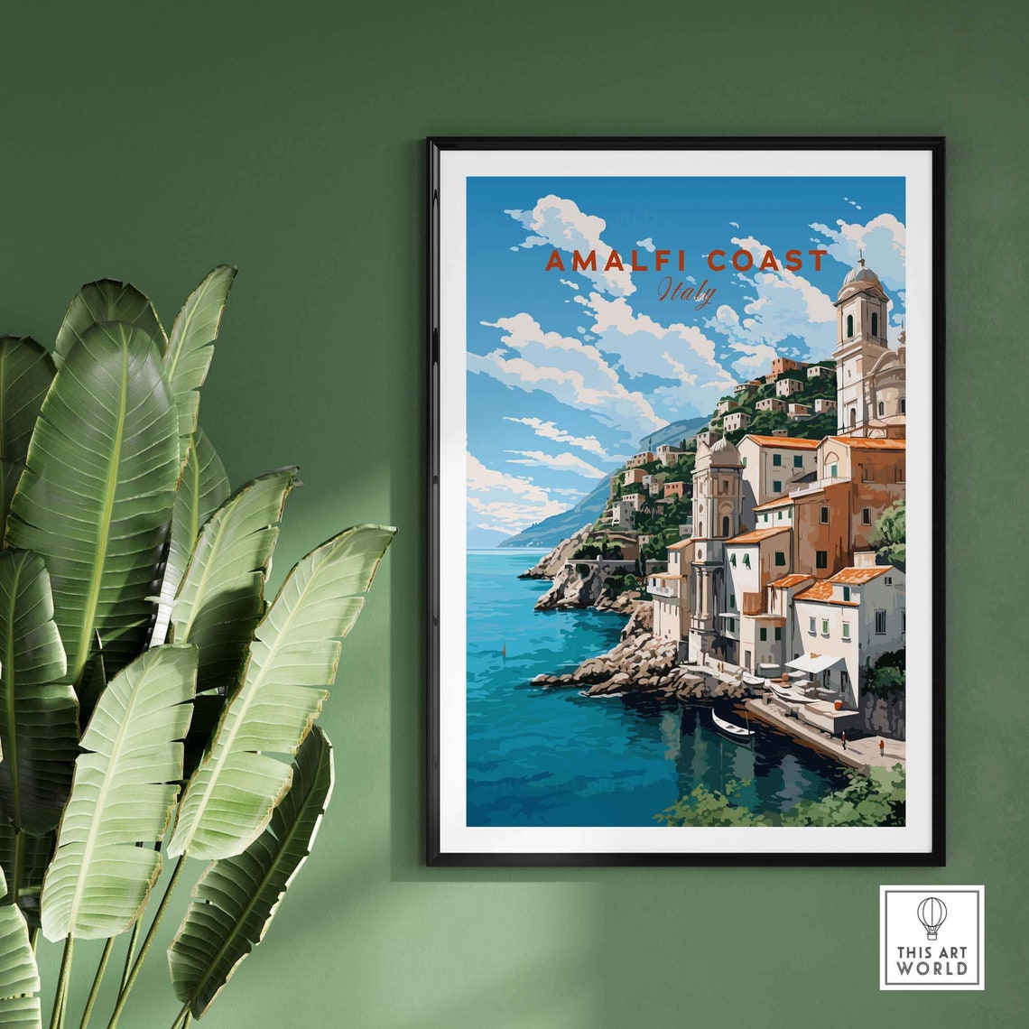 Amalfi Coast Italy Cliffside Village Vintage Travel Poster Art - Image 2