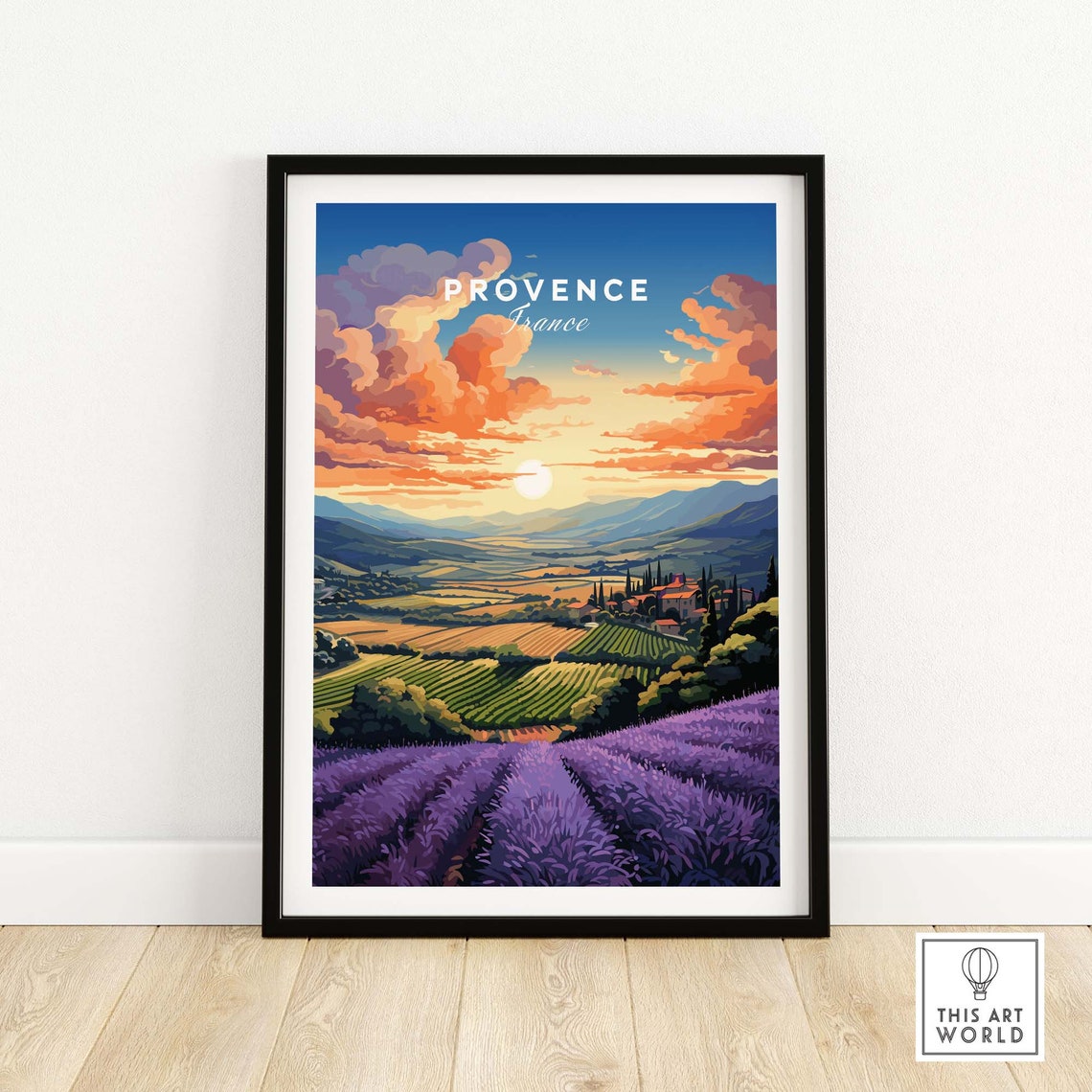 Provence France Lavender Fields Rolling Vineyard Sunset Poster