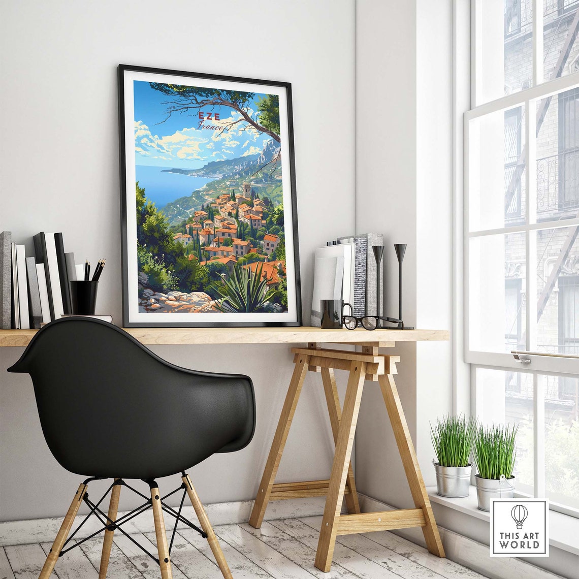 Eze France Hilltop Village Mediterranean Sea View Pines Poster - Image 4